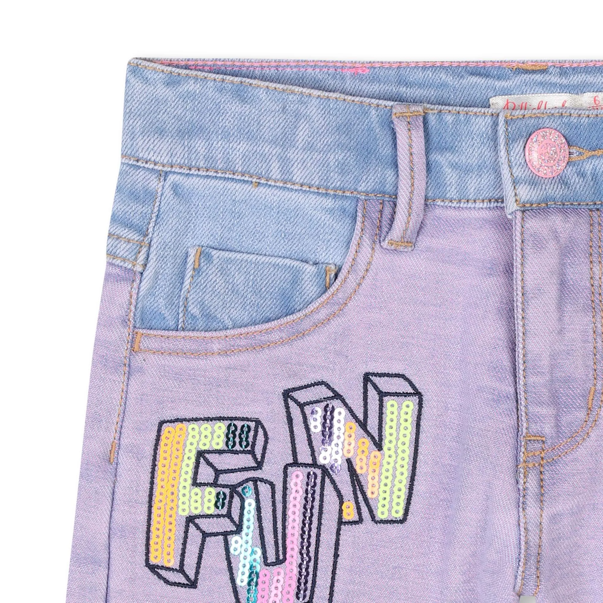 Purple Sequin Brossage Denim Shorts
