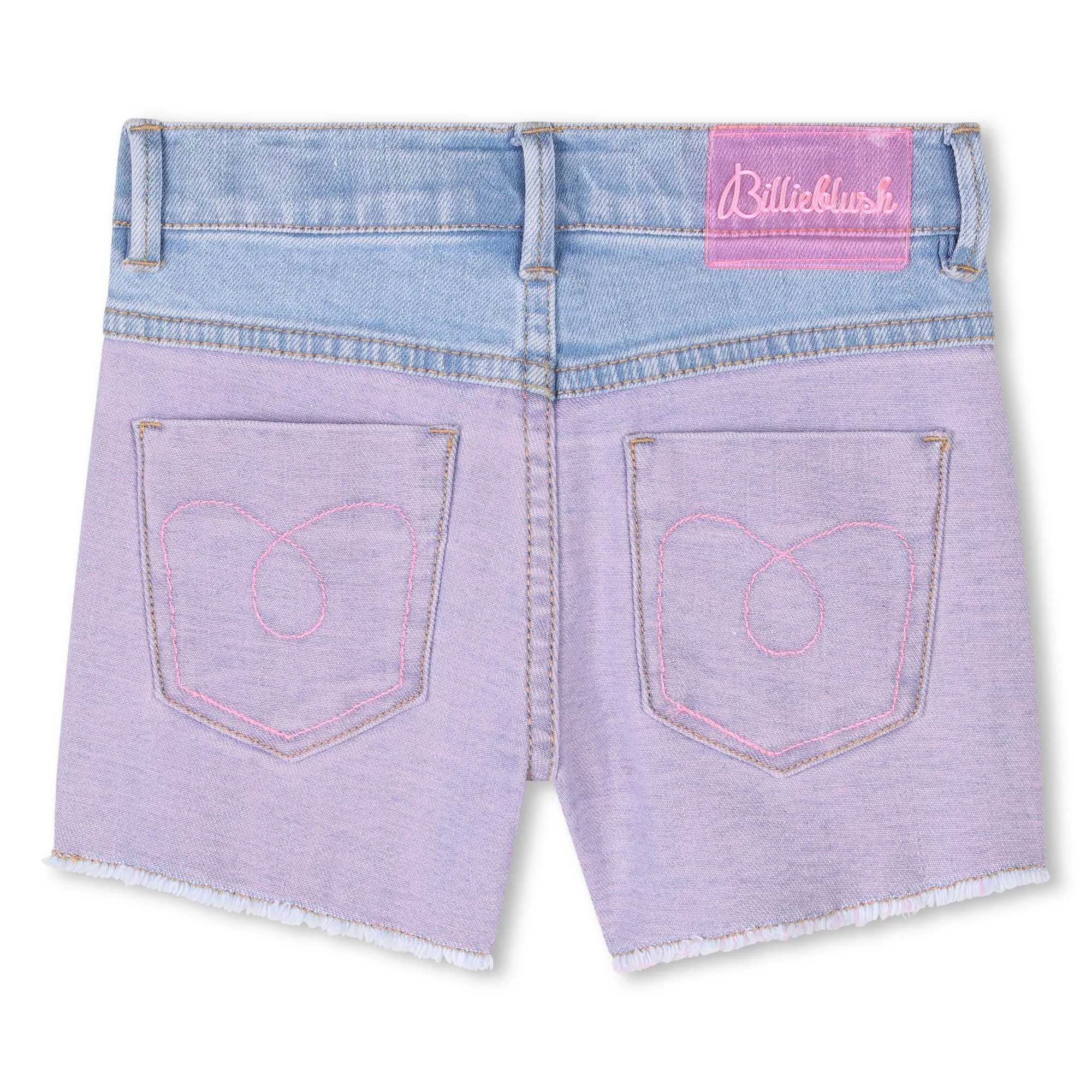 Purple Sequin Brossage Denim Shorts