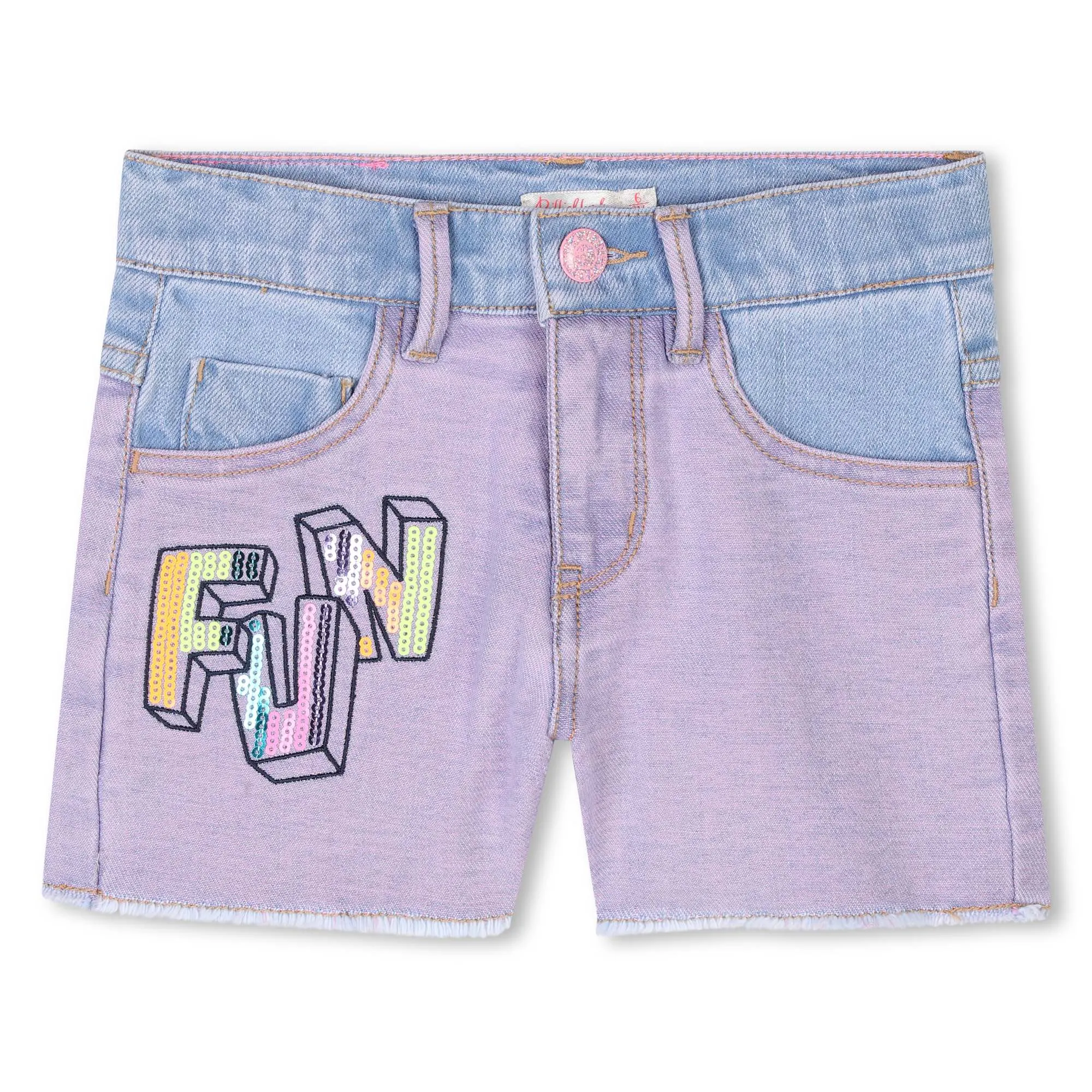 Purple Sequin Brossage Denim Shorts