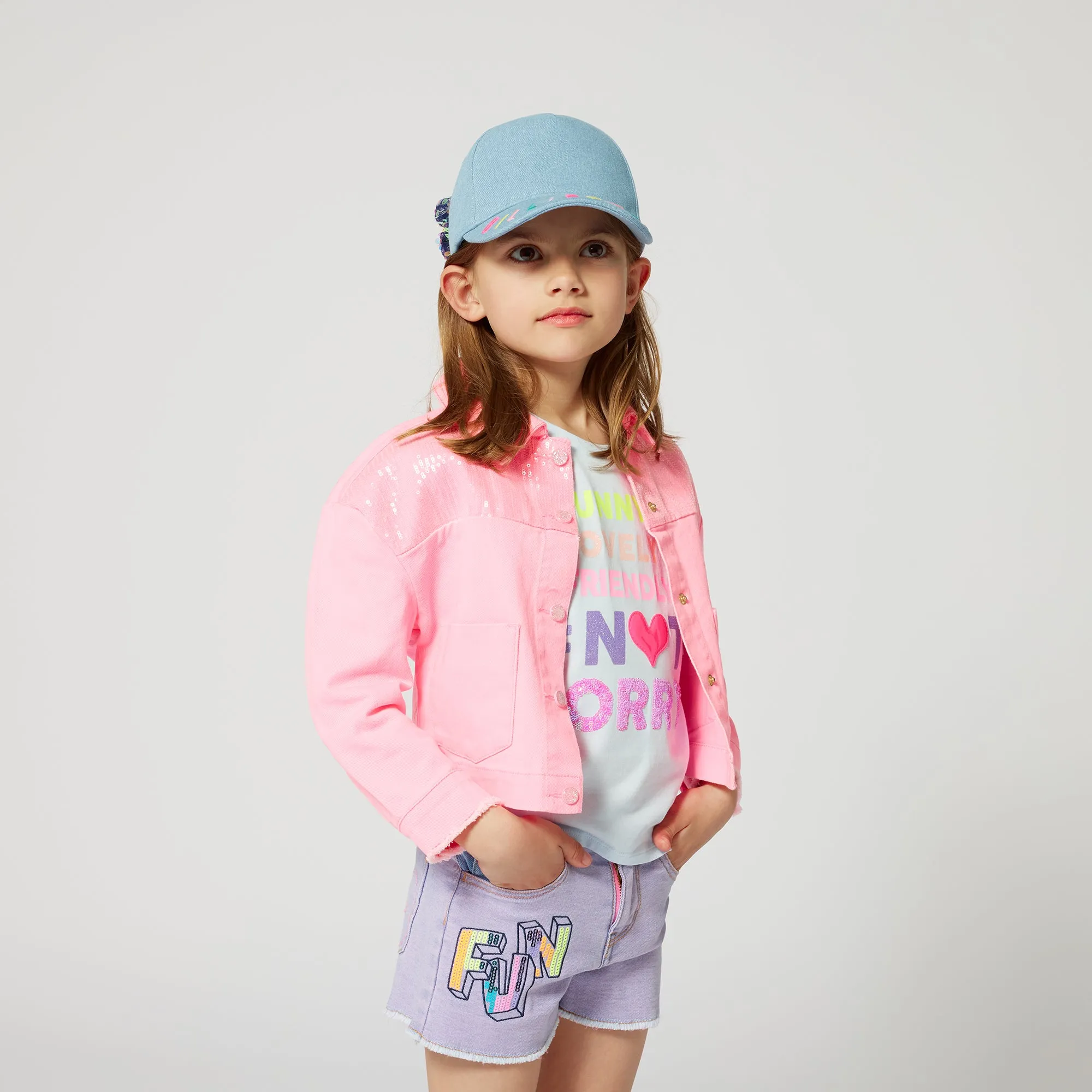 Purple Sequin Brossage Denim Shorts