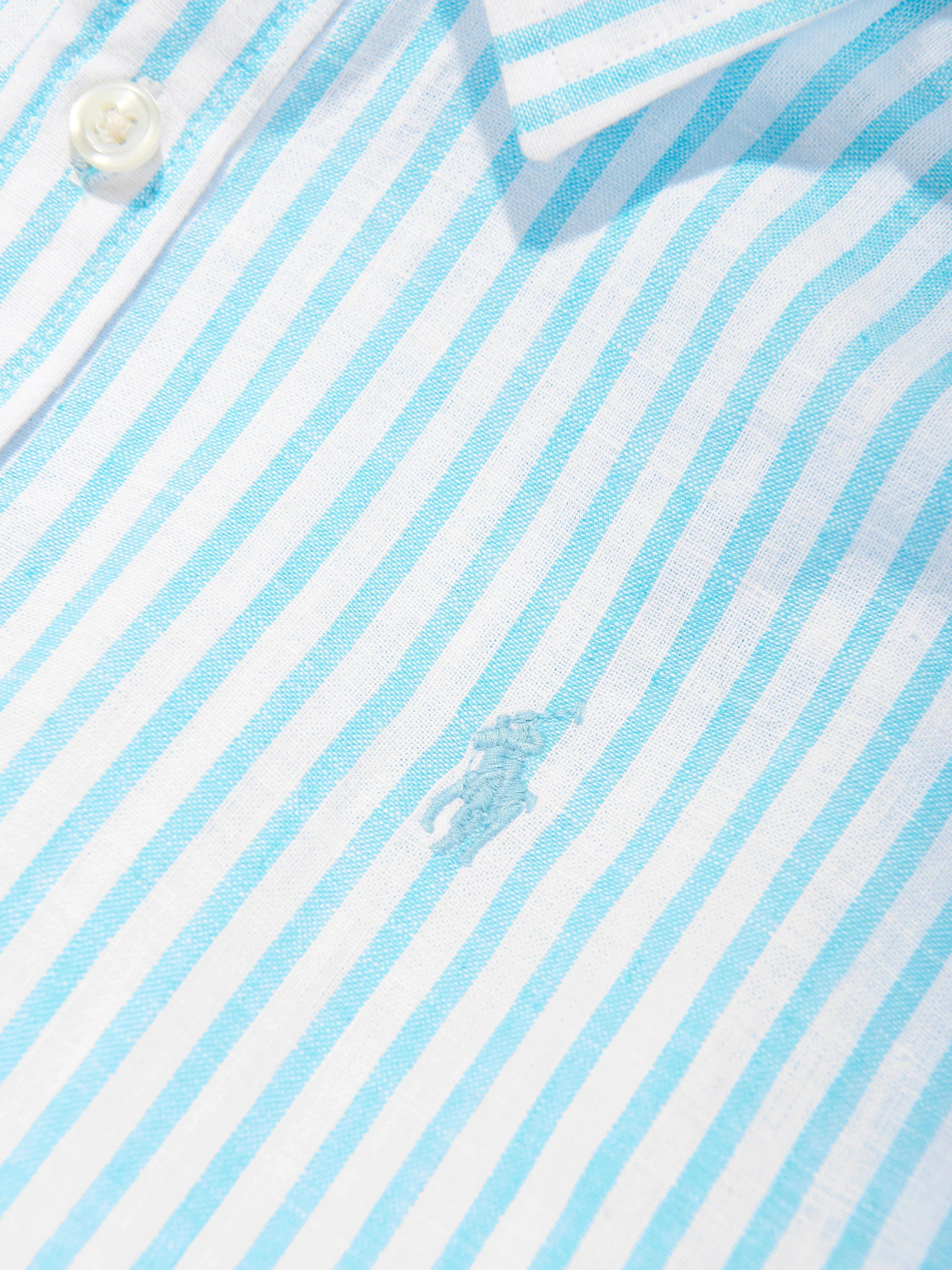 Ralph Lauren Girls Striped Logo Shirt in Blue