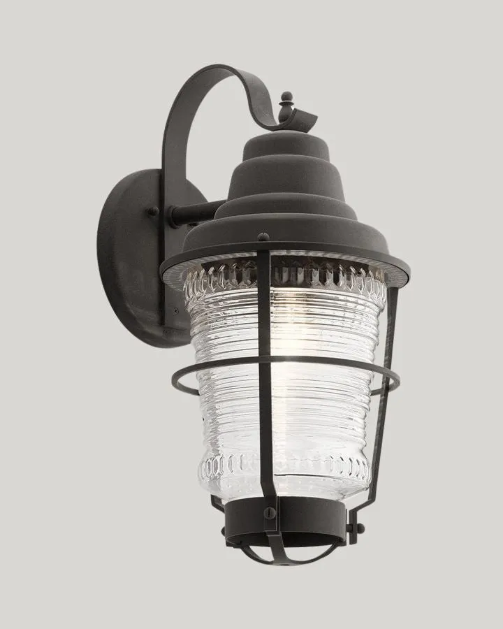 Ribbed Glass and Zinc Lantern Wall Light | Assorted Sizes
