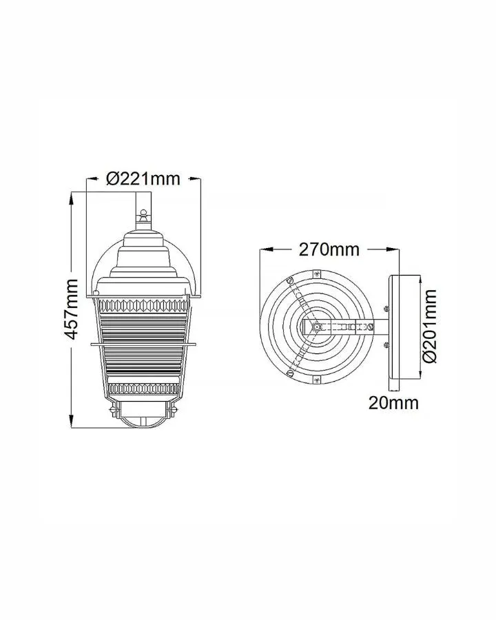 Ribbed Glass and Zinc Lantern Wall Light | Assorted Sizes