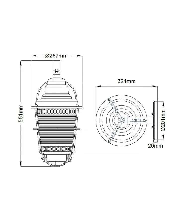 Ribbed Glass and Zinc Lantern Wall Light | Assorted Sizes