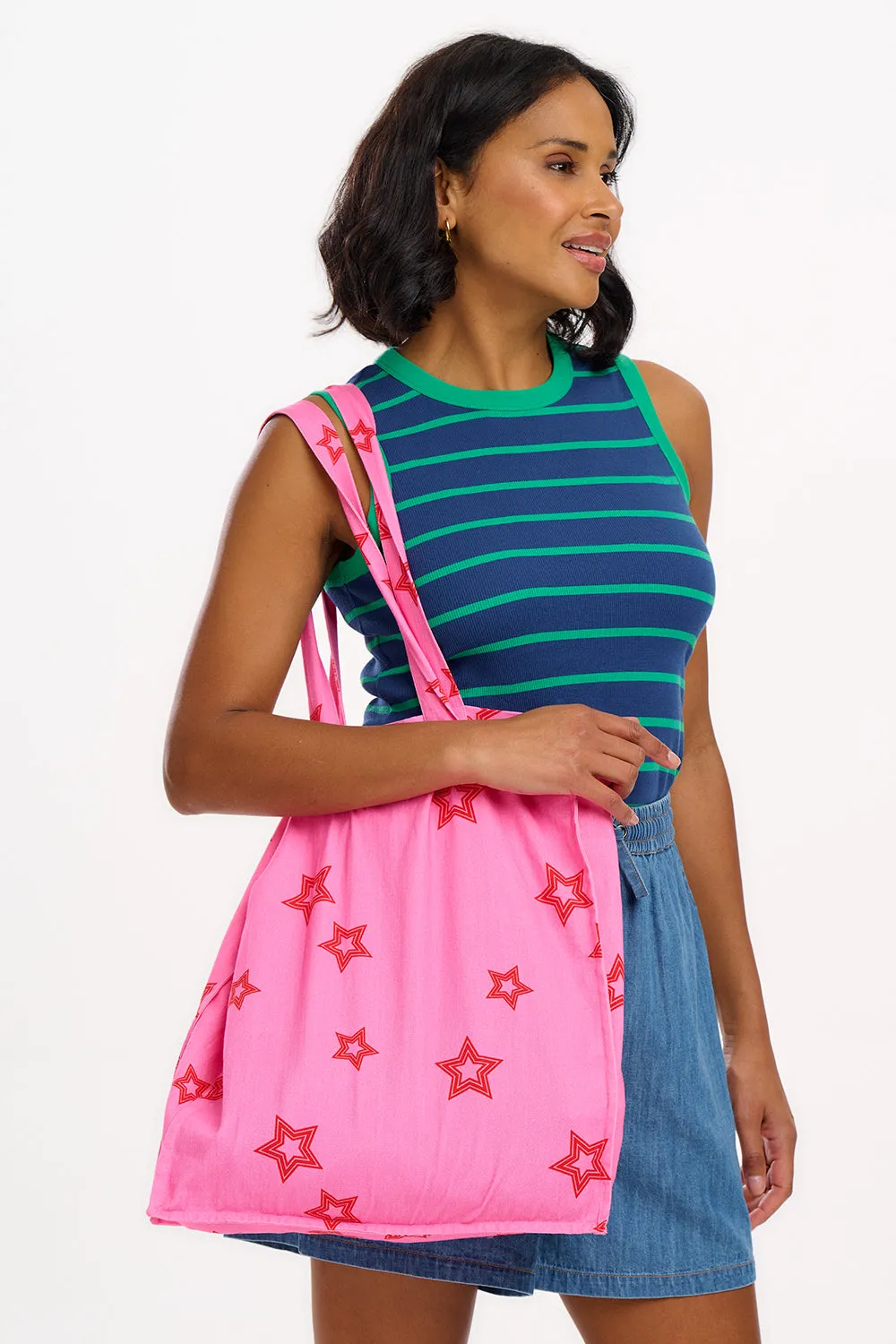 Ruth Fitted Vest Top - Blue/Green Stripes