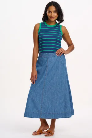 Ruth Fitted Vest Top - Blue/Green Stripes