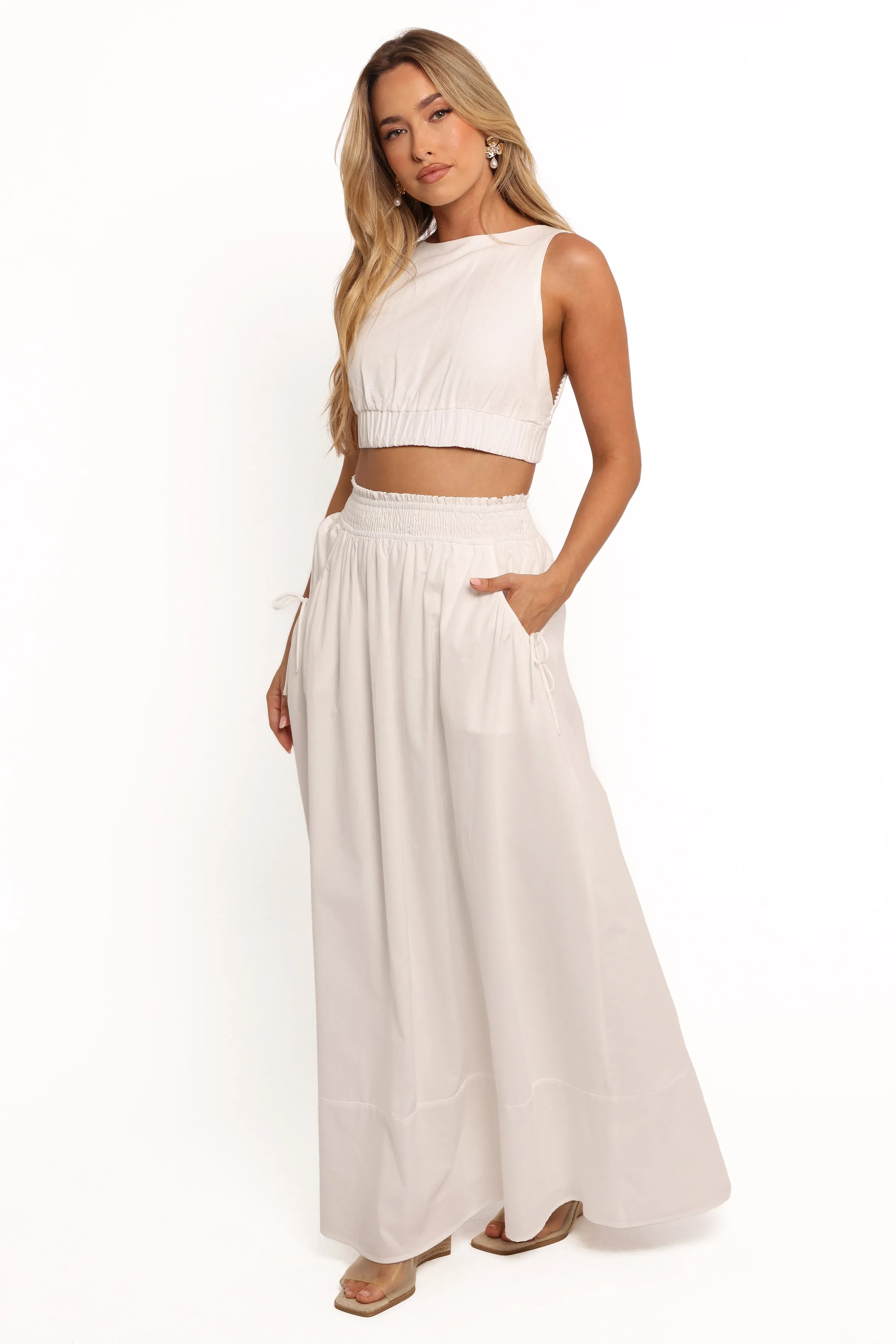 Savie Bow Detail Maxi Skirt - White