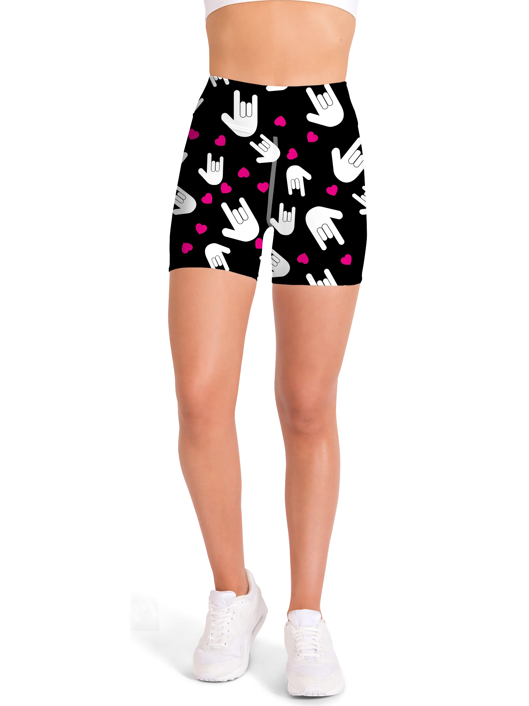 Sign Language I Love You Yoga Shorts