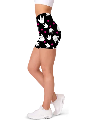 Sign Language I Love You Yoga Shorts