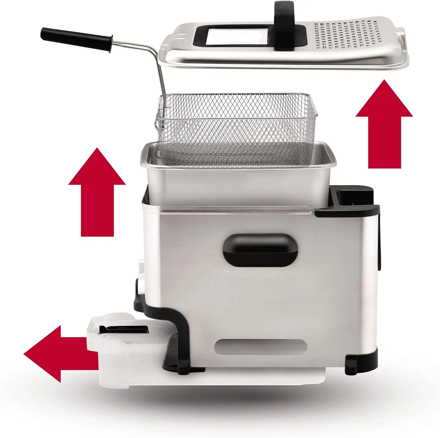 T-fal 3.5L Deep Fryer with Basket, 1700W, Oil Filtration, Temp Control, Digital Timer, Dishwasher Safe Parts