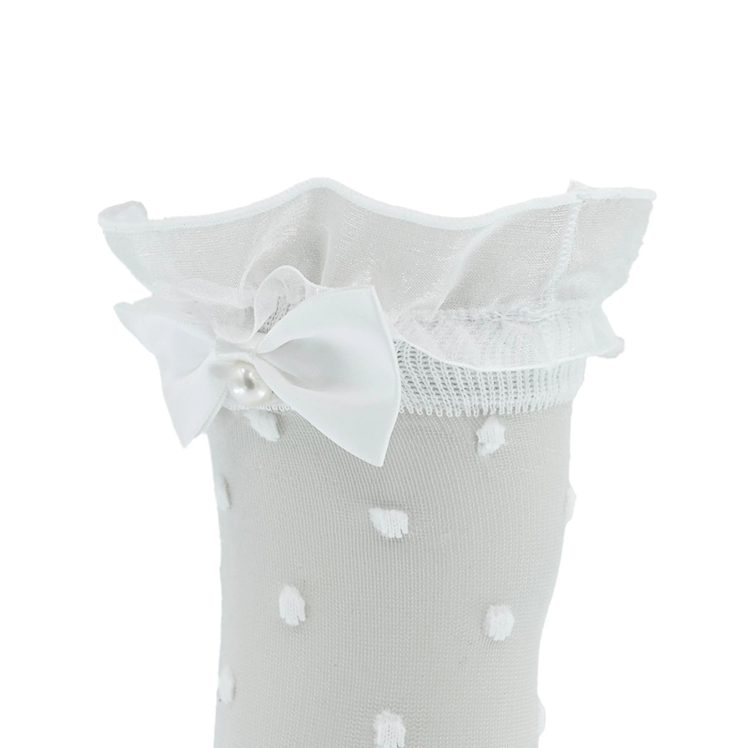 Transparent Polka-Dot Bow Trim Socks