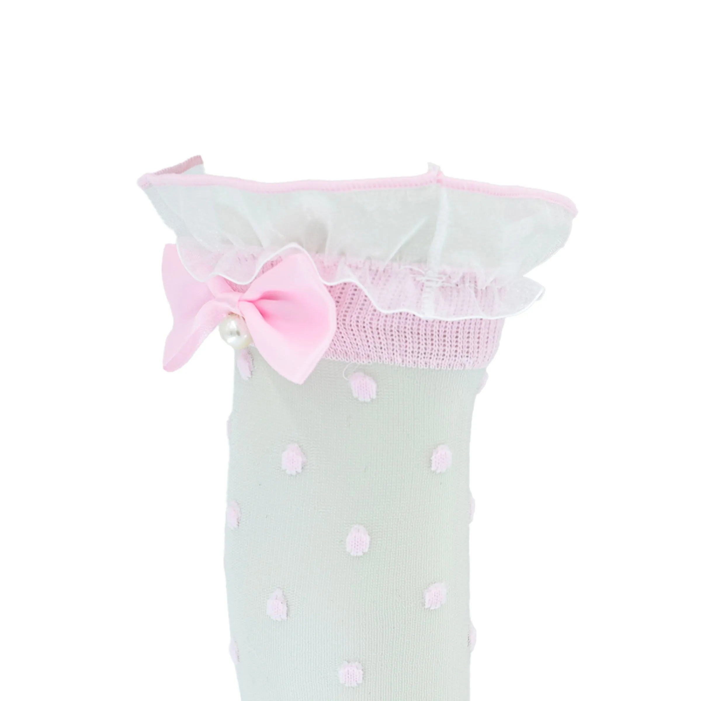 Transparent Polka-Dot Bow Trim Socks