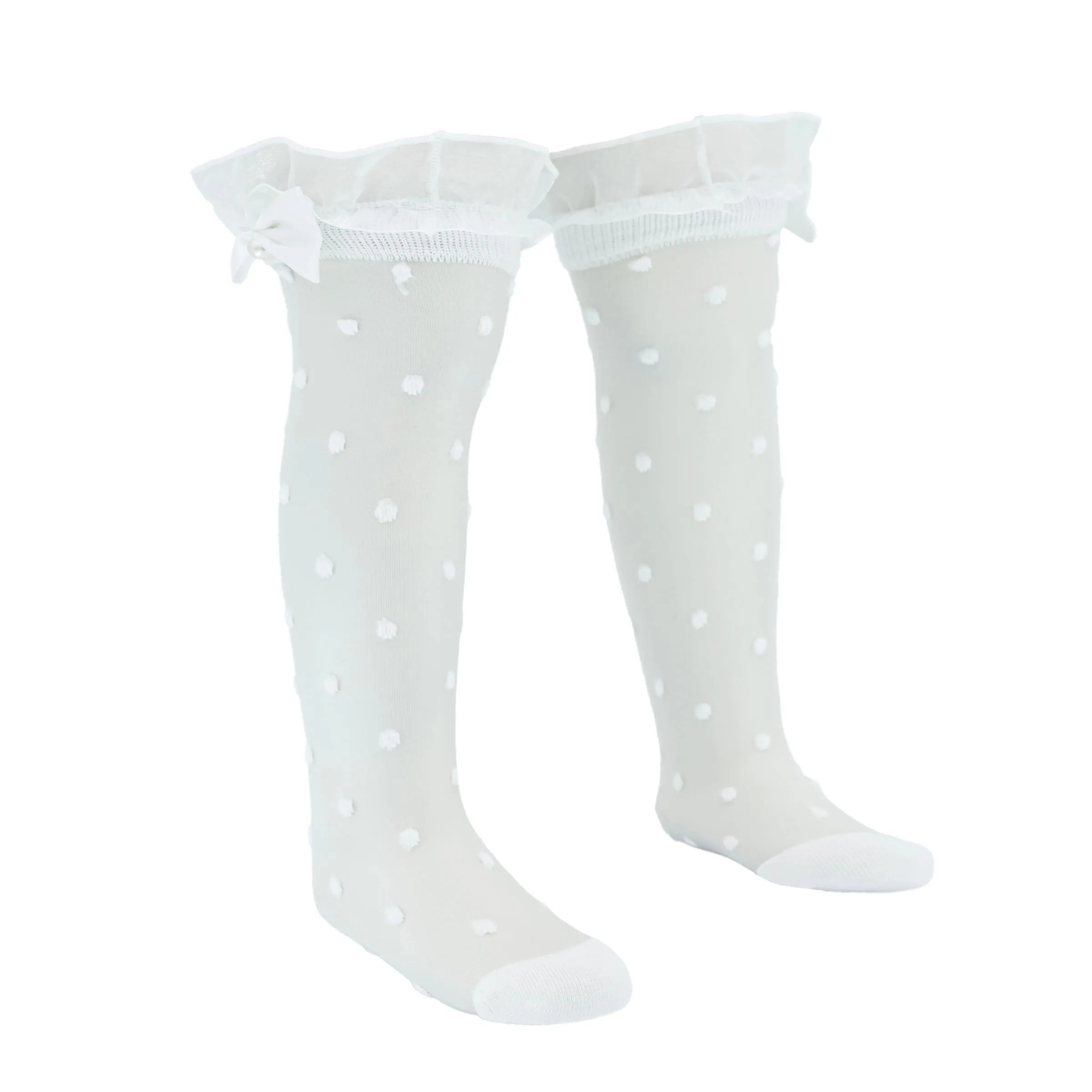 Transparent Polka-Dot Bow Trim Socks