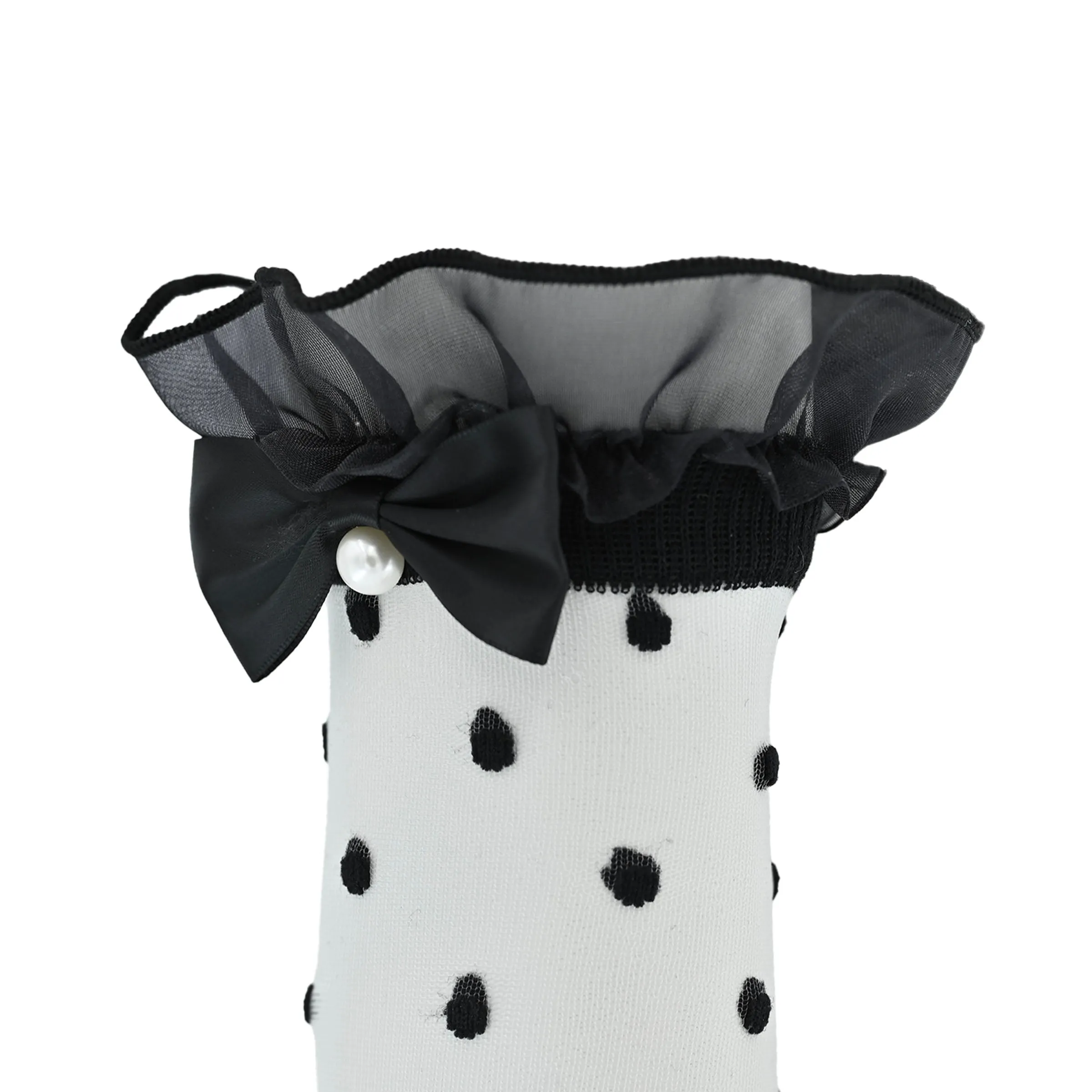 Transparent Polka-Dot Bow Trim Socks