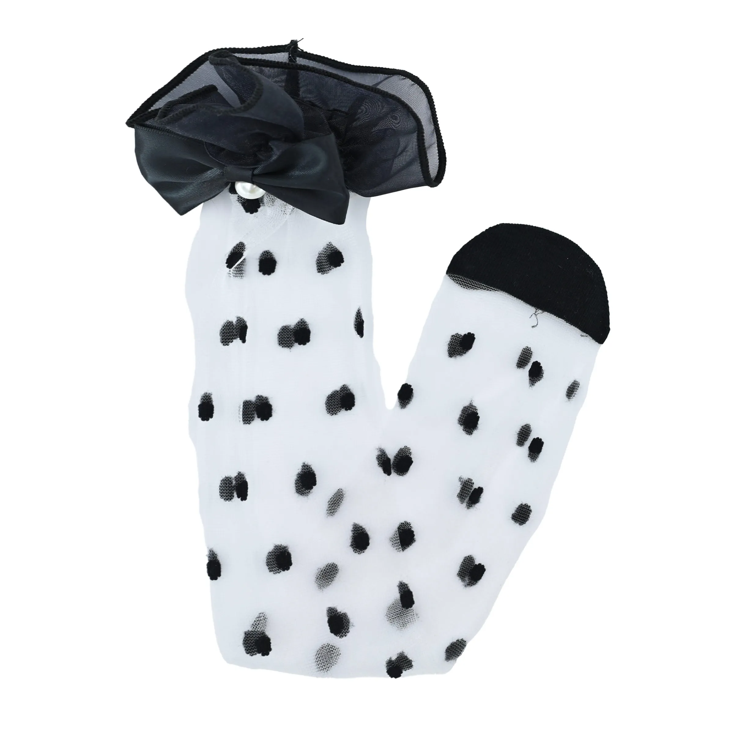 Transparent Polka-Dot Bow Trim Socks
