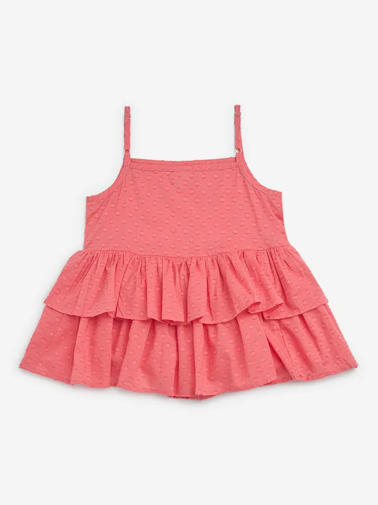 Utsa Kids Coral Embroidered Cotton-Blend Top - (8-14yrs)