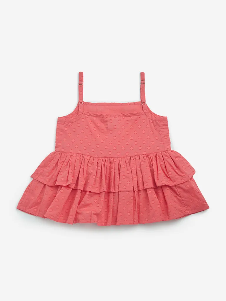 Utsa Kids Coral Floral Embroidered Cotton-Blend Top - (2-8yrs)
