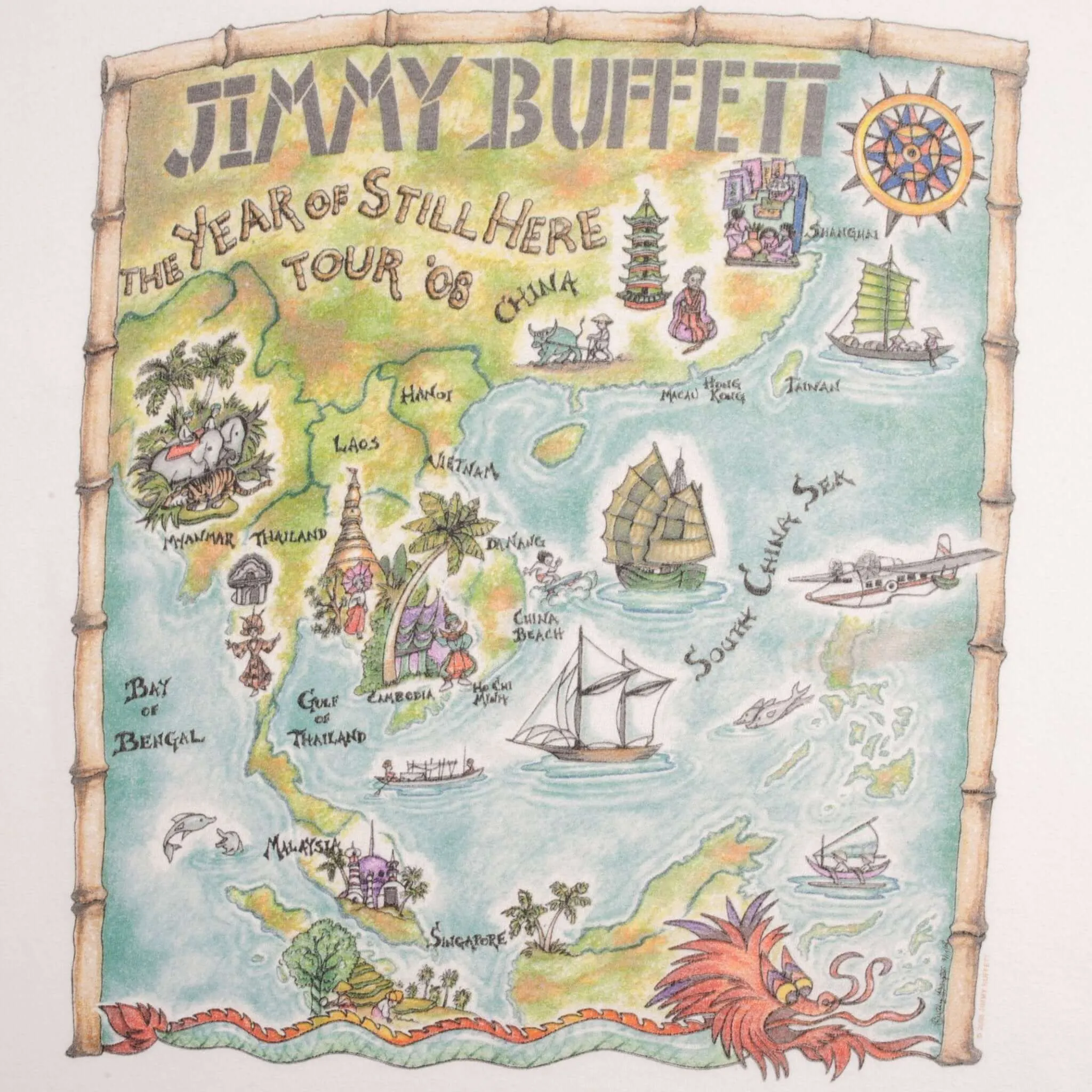 VINTAGE JIMMY BUFFETT THE YEAR STILL HERE 2008 TEE SHIRT SIZE XL