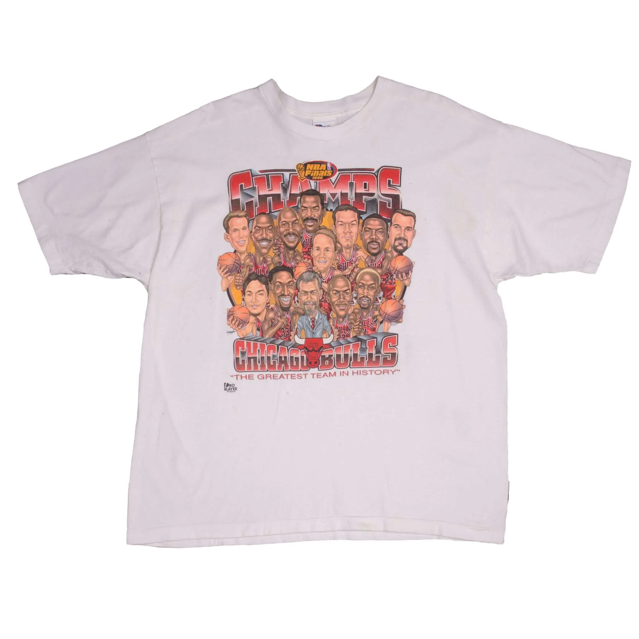 VINTAGE NBA CHICAGO BULLS 1996 CHAMPIONS TEE SHIRT SIZE 2XL MADE IN USA