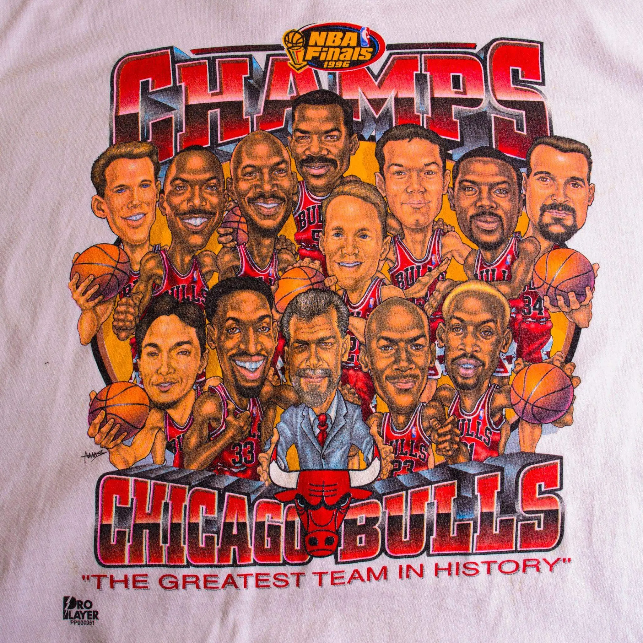 VINTAGE NBA CHICAGO BULLS 1996 CHAMPIONS TEE SHIRT SIZE 2XL MADE IN USA