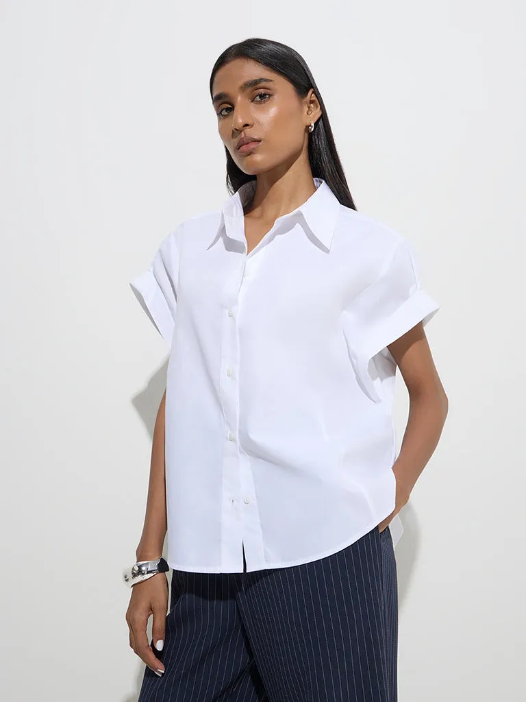 Wardrobe White Solid Shirt