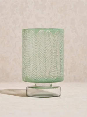 Westside Home Green Etched Glass Candle Stand