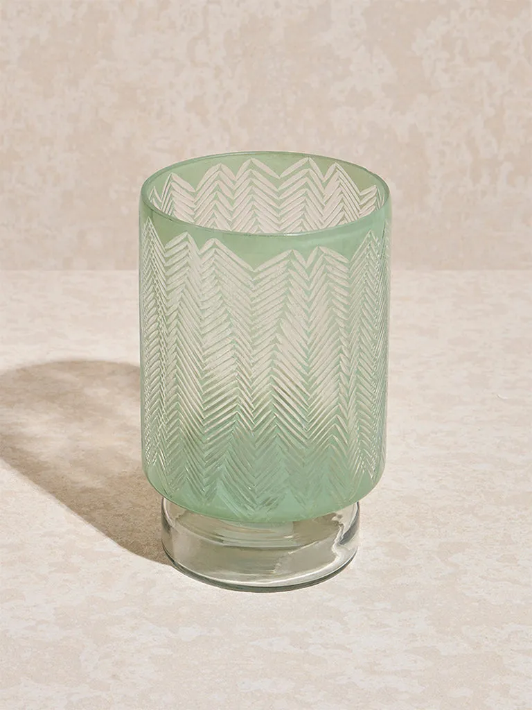 Westside Home Green Etched Glass Candle Stand