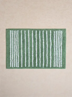 Westside Home Green Stripe Printed Bath Mat
