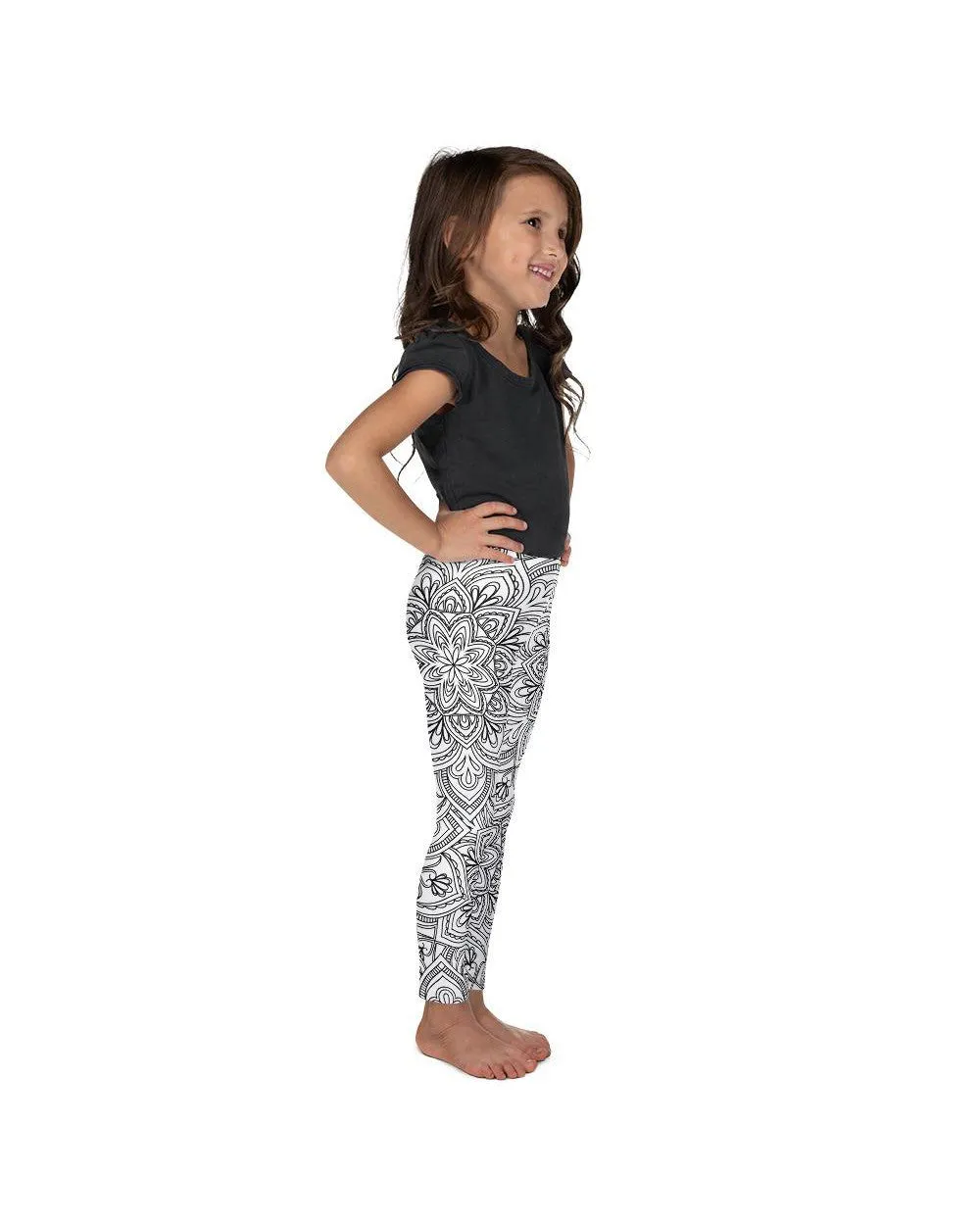 White & Black Mandala Kid's Leggings