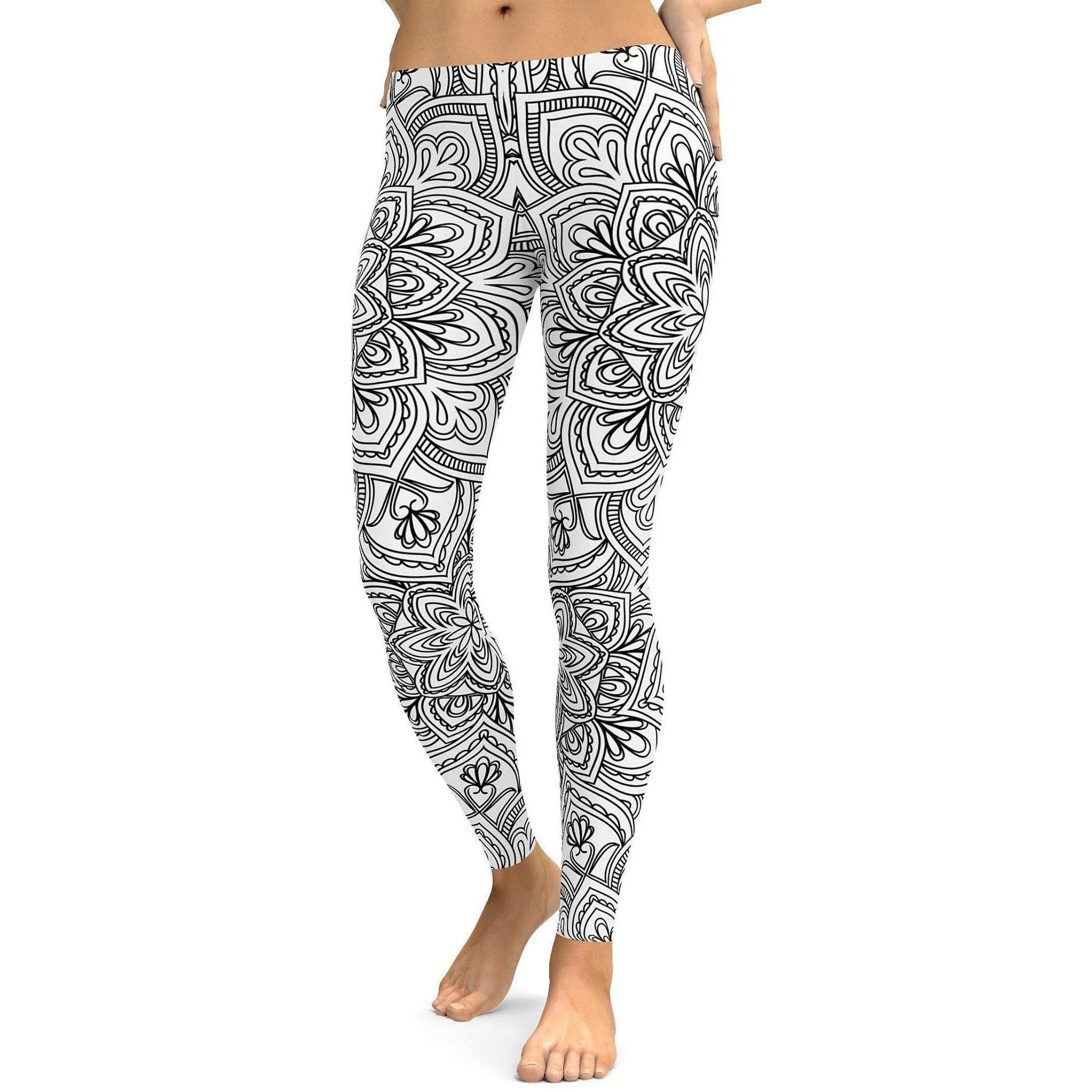 White & Black Mandala Leggings