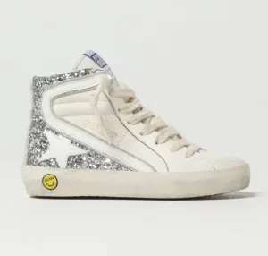 White & Silver Logo Shoes