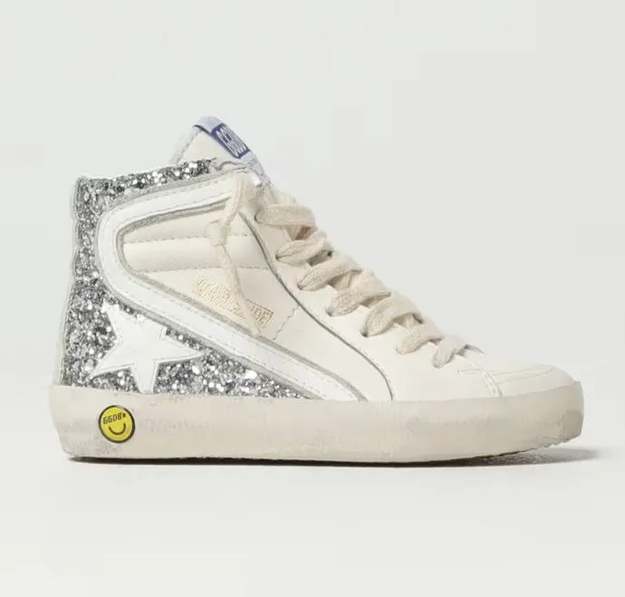 White & Silver Logo Shoes