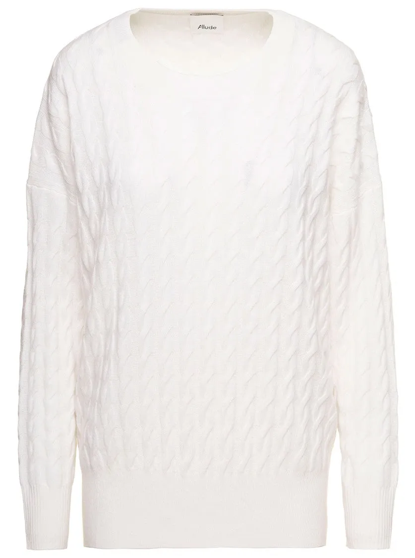 White Cable-Knit Sweater In Cashmere