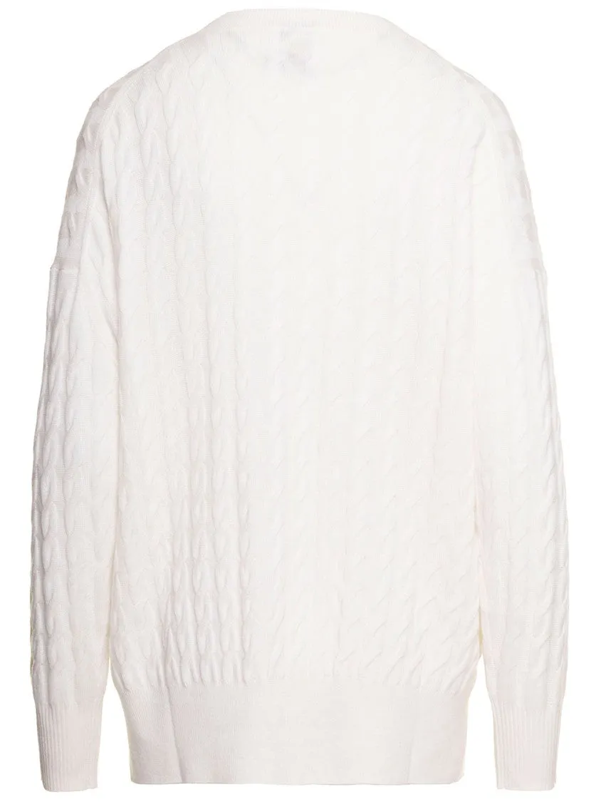 White Cable-Knit Sweater In Cashmere