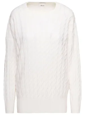White Cable-Knit Sweater In Cashmere