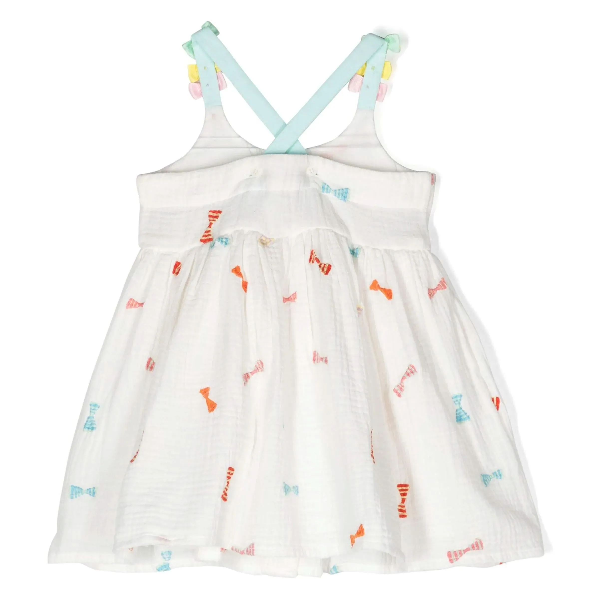 White Embroidered Bow Dress