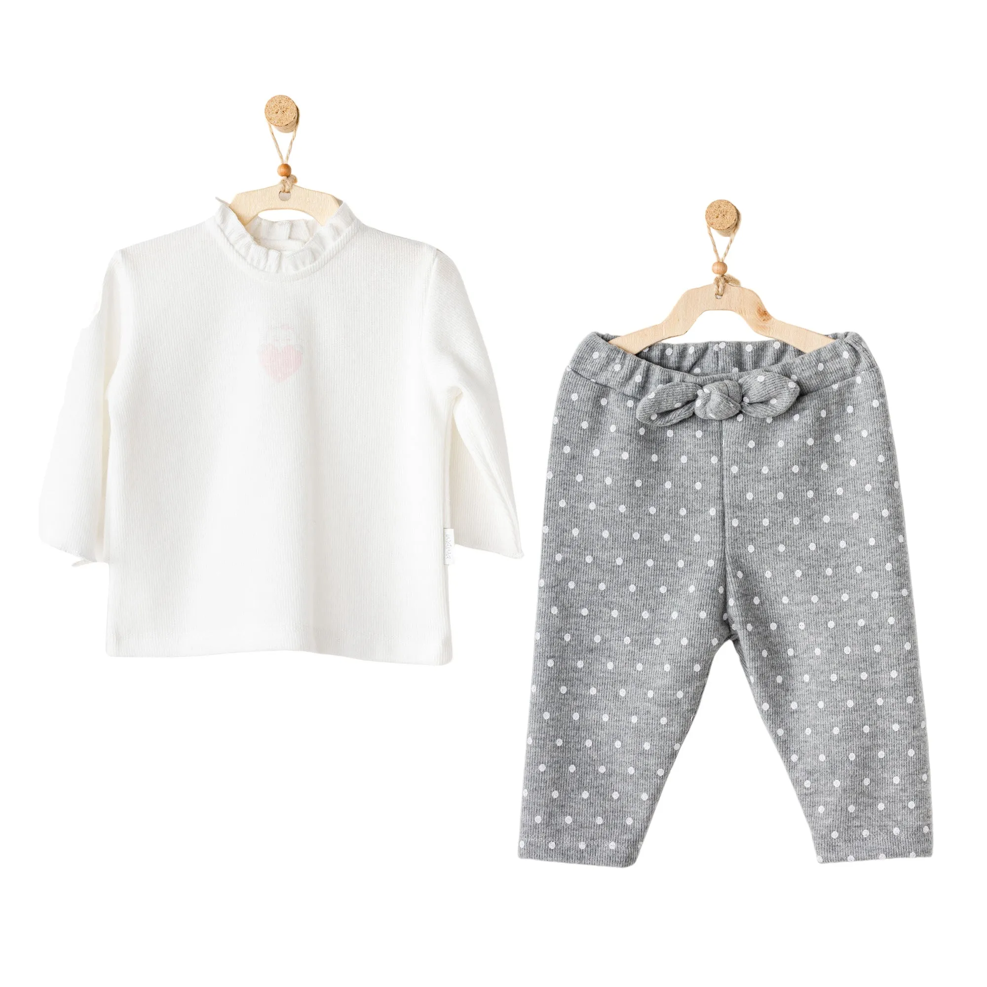 White Kitten Heart Print Outfit