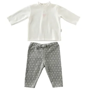 White Kitten Heart Print Outfit