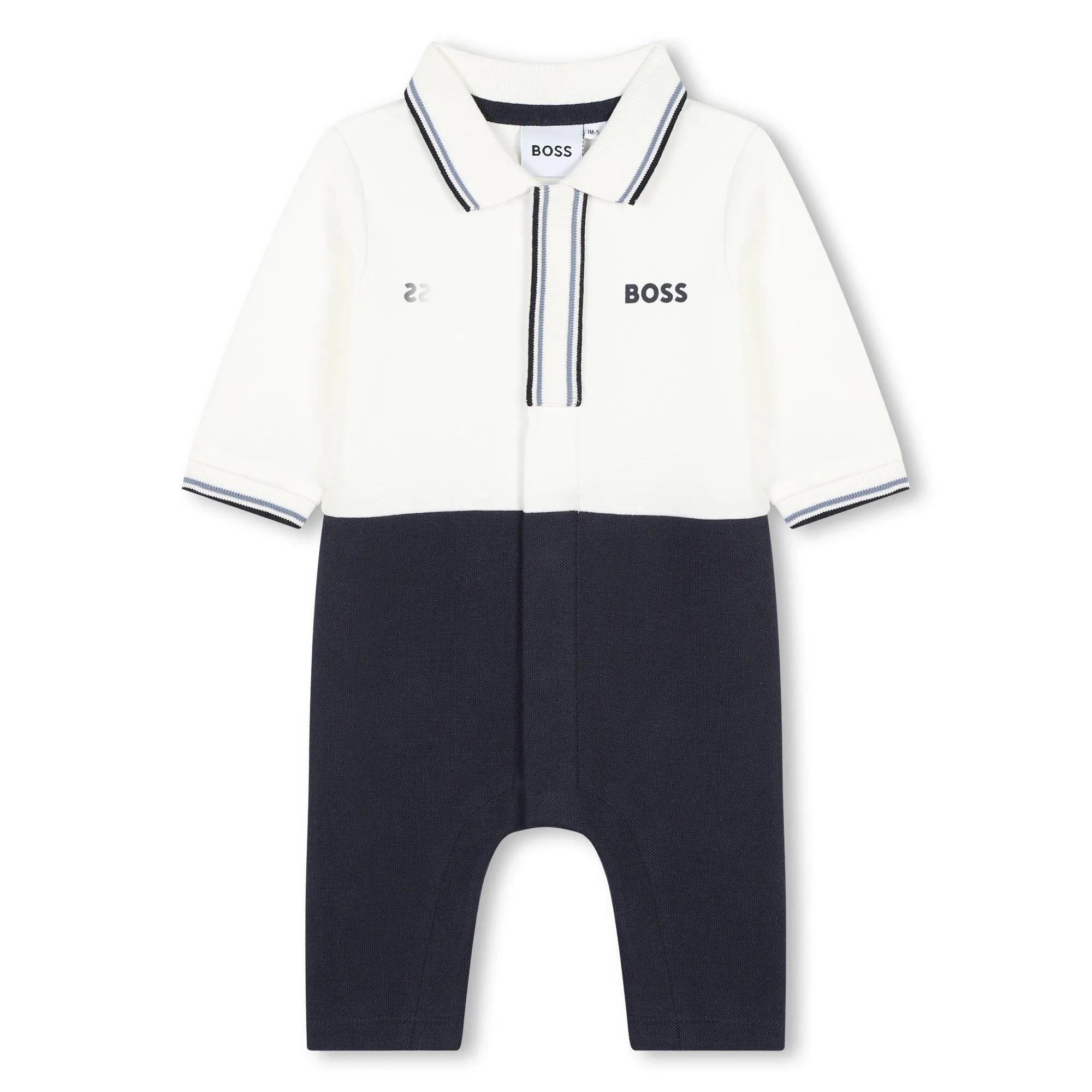 White Logo Collared Romper