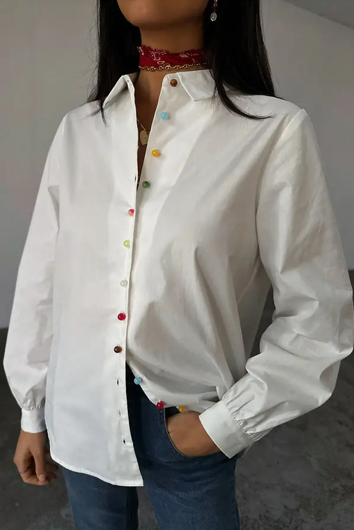 White Multi Button Charly Shirt