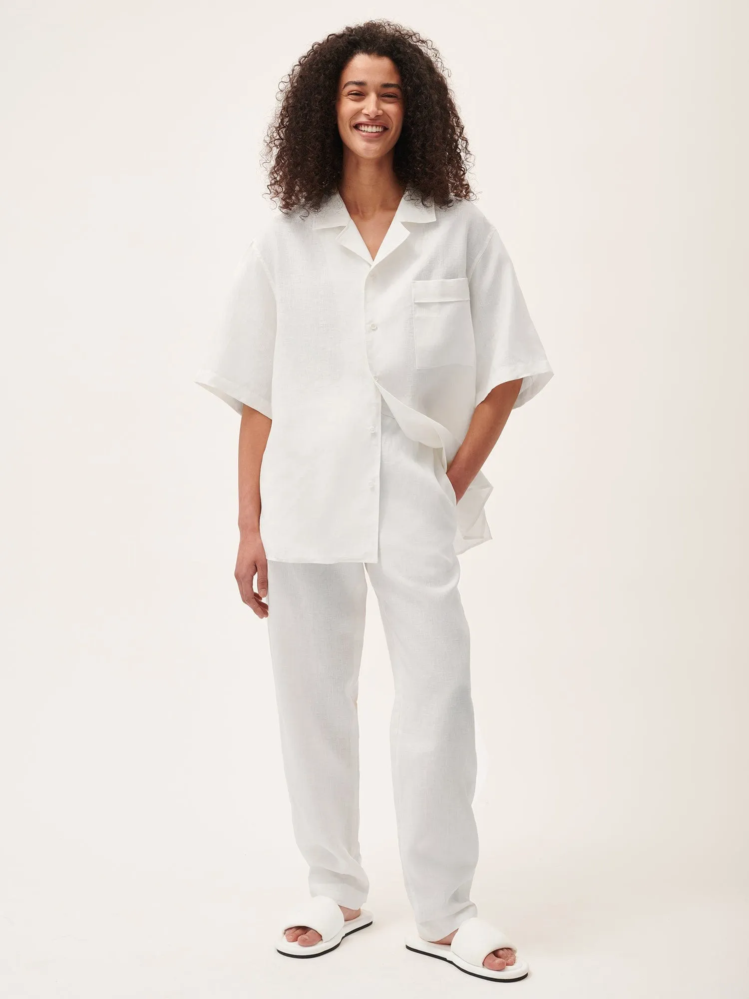 Womens Aloe Linen Trousers—off-white