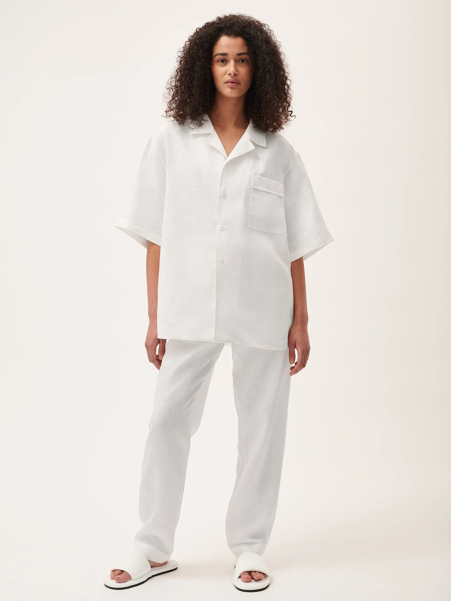 Womens Aloe Linen Trousers—off-white