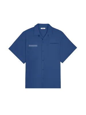 Womens DNA Linen Camp Collar Shirt—lapis blue