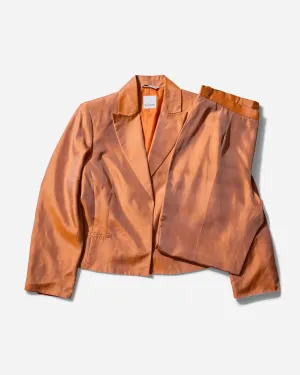 Women's Iridescent Silk Suit Orange