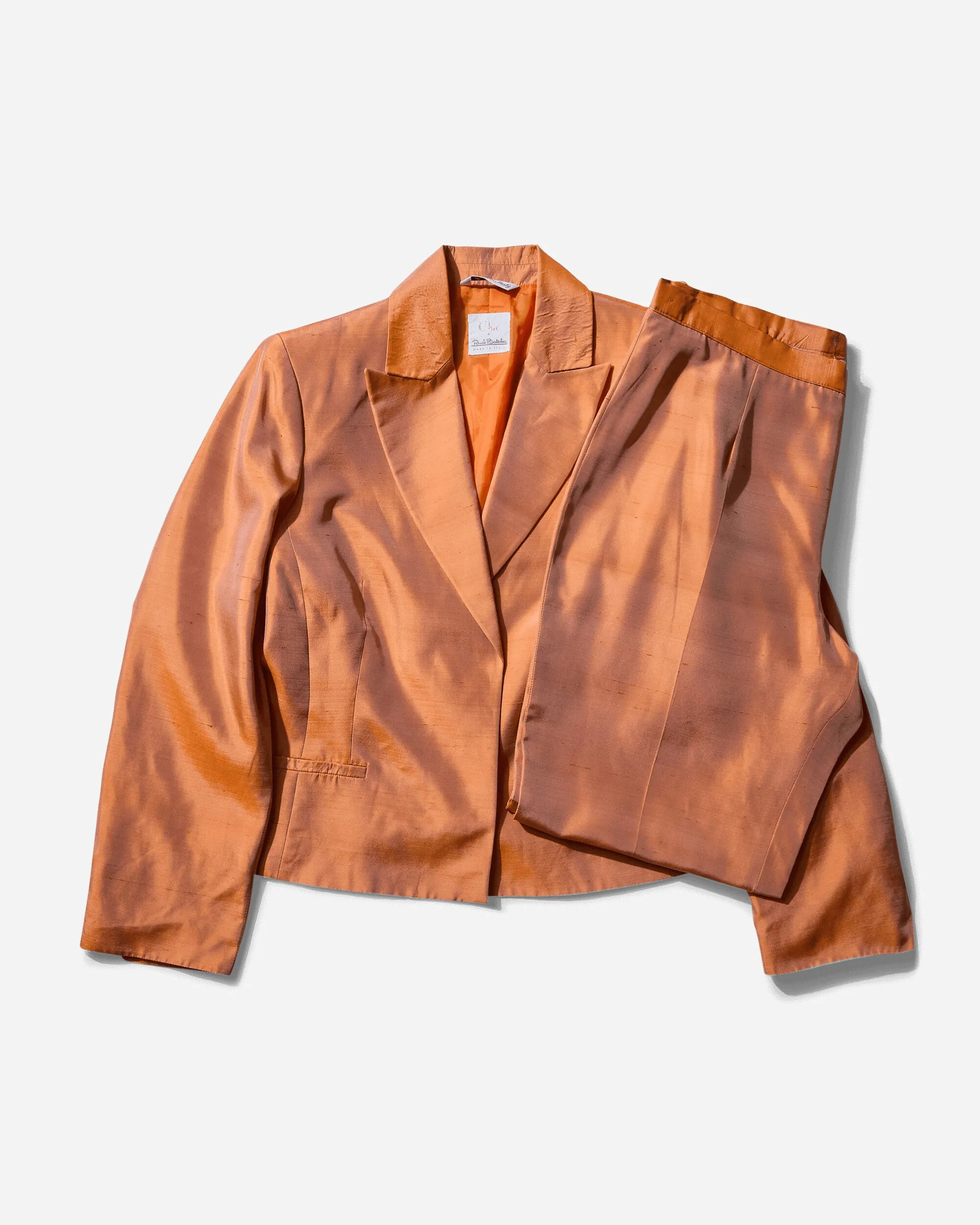 Women's Iridescent Silk Suit Orange