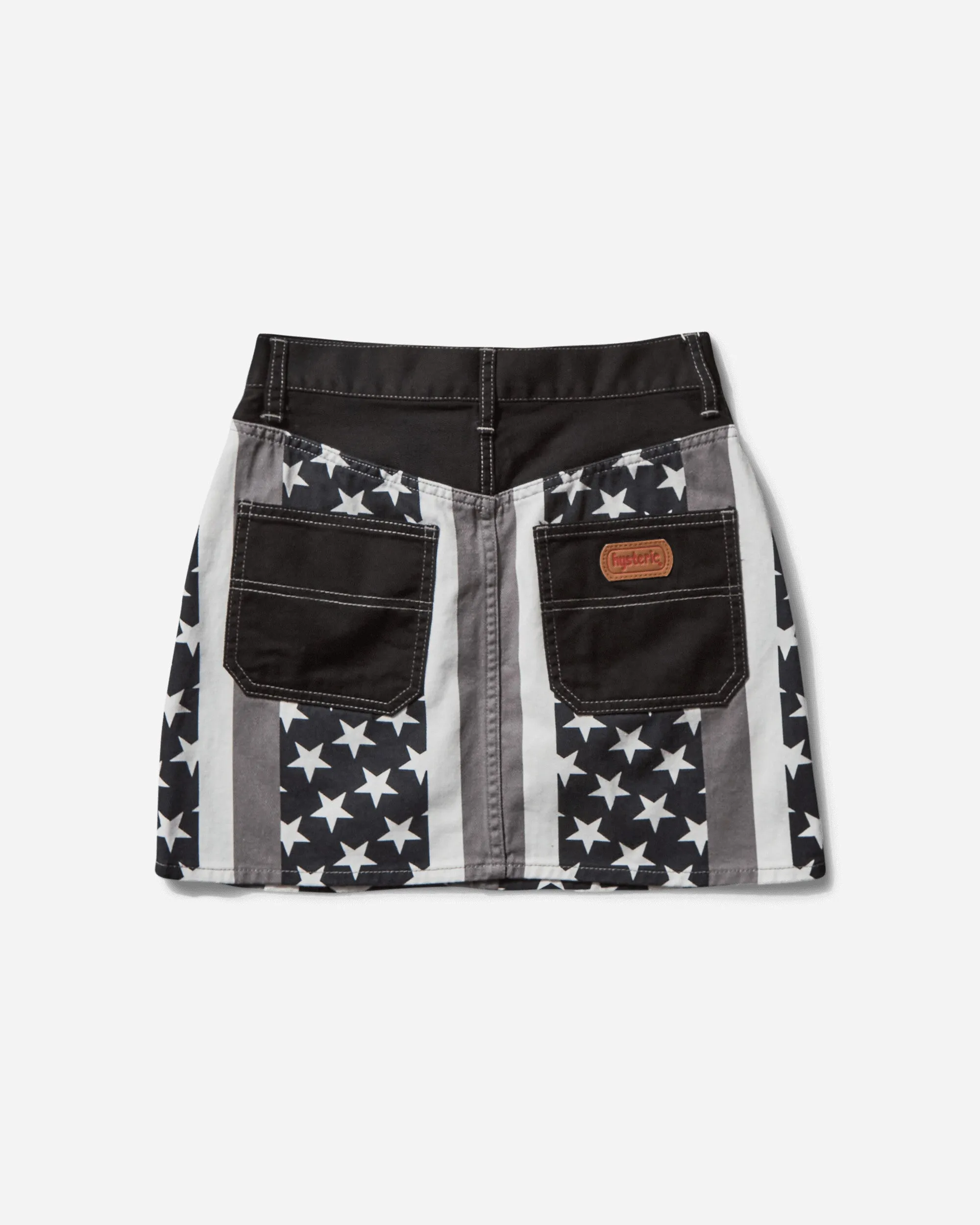 Women's Star Stripe Pattern A-Line Mini Skirt Black