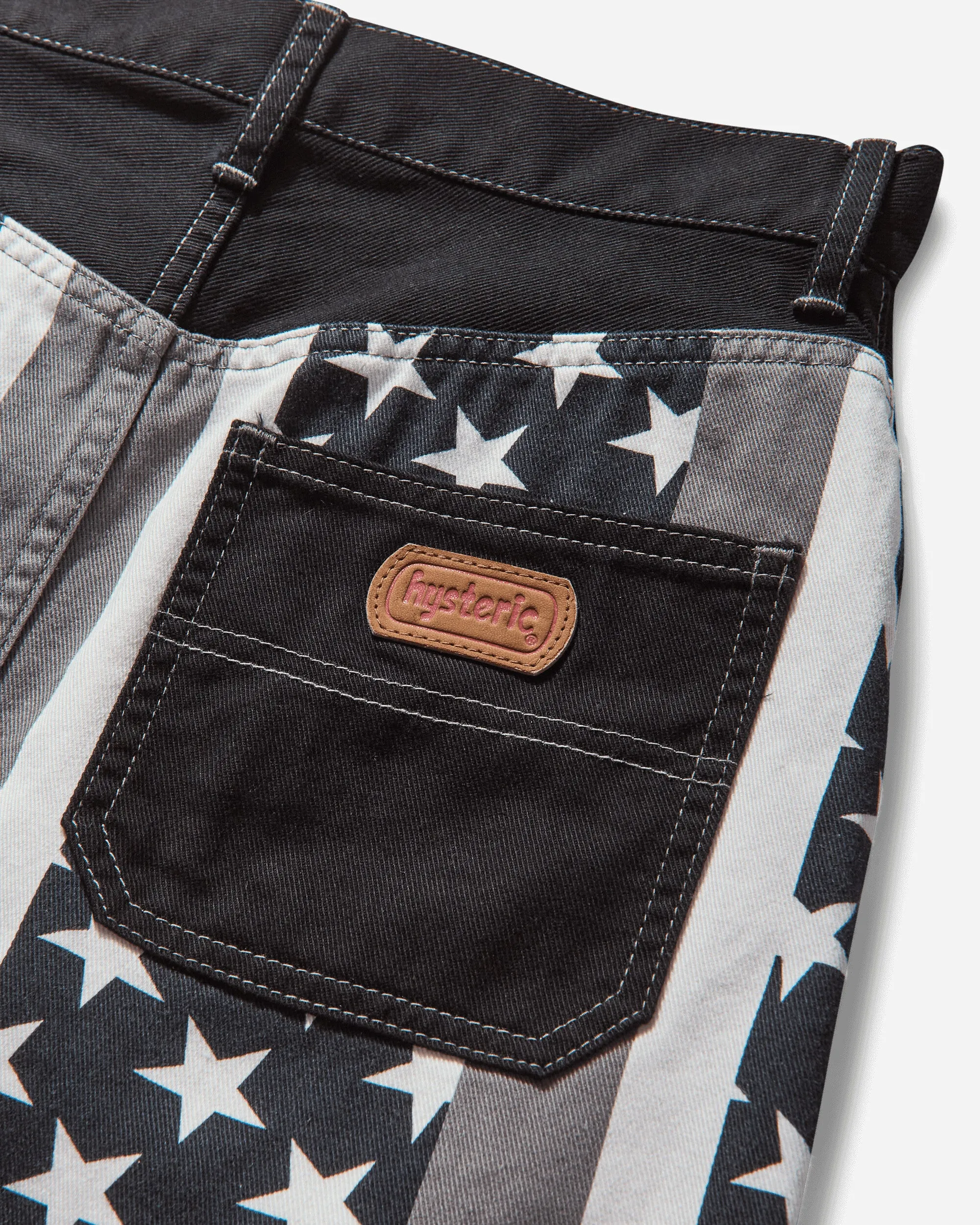 Women's Star Stripe Pattern A-Line Mini Skirt Black