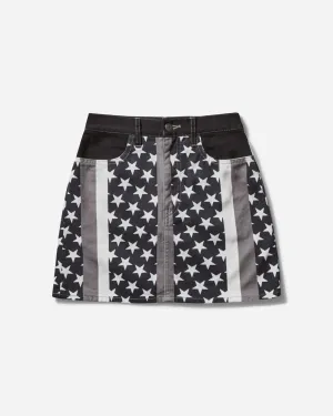 Women's Star Stripe Pattern A-Line Mini Skirt Black