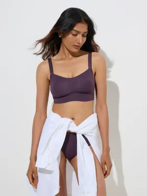 Wunderlove Plum Invisible Padded Cotton-Blend Bra