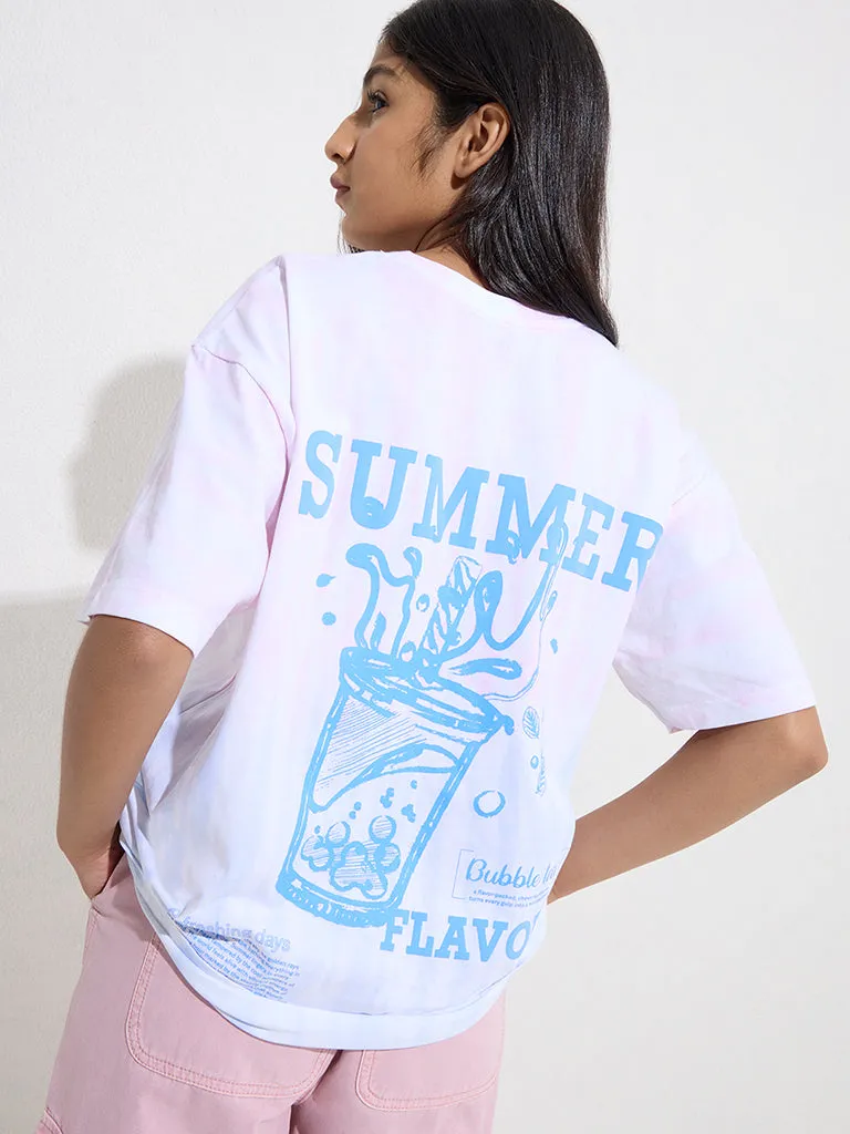 Y&F Kids Pink Tie-Dye Printed Cotton T-Shirt